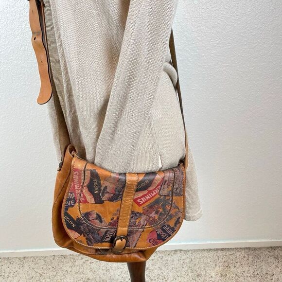 Patricia Nash Vintage Patch leather saddle bag Nepali Coast Hawaii suede inside - Picture 10 of 16